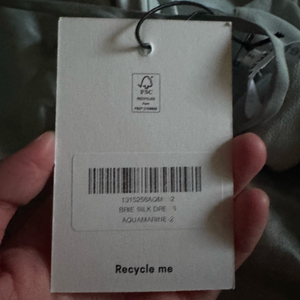 Reformation Brie Aquamarine Silk Dress - Picture 7 of 7